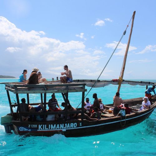 zanzibar, africa, island, paradise, blue water, nature, water, sea, boat, dhow